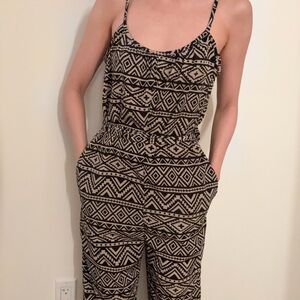 Geometric Black and Cream Jumpsuit